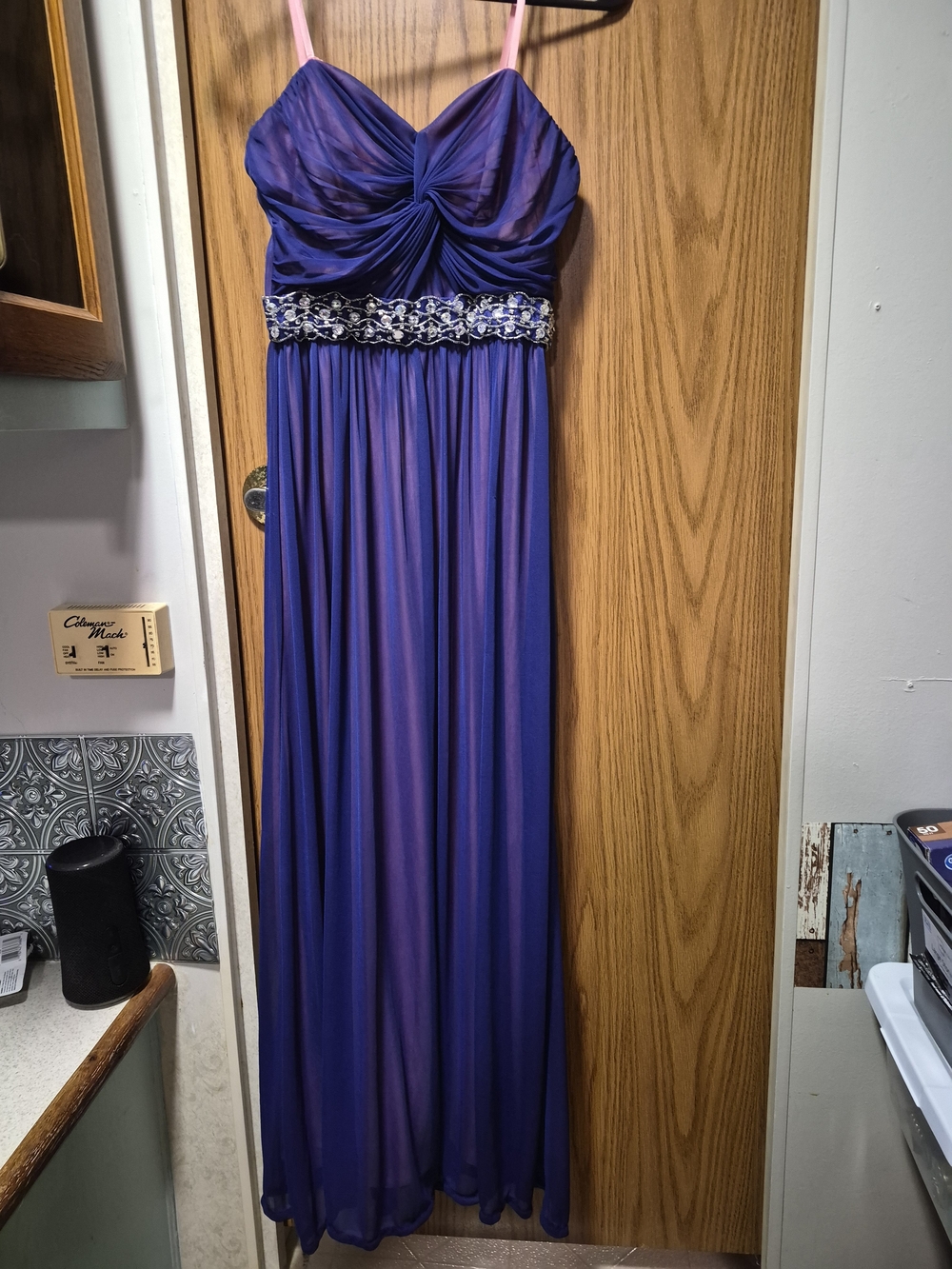 Simply Liliana Purple Beaded Waist Maxi Dress